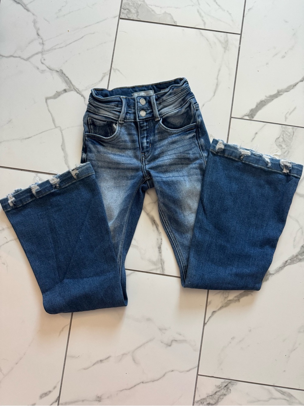 KanCan Kids Dark Blue Distressed Hem Jeans
